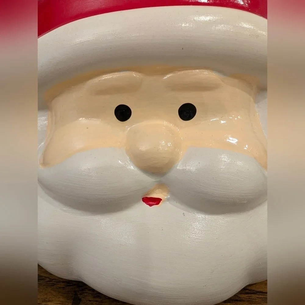 VTG Santa Claus Ceramic Head Christmas Planter, Jar, Centerpiece Decor Art